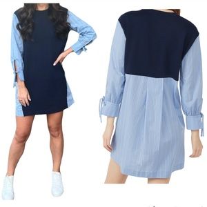 Free Assembly Large Mixed Navy Blue Blouson Dress
